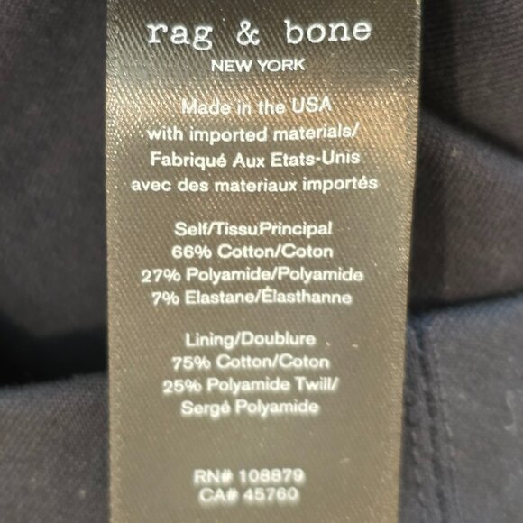 NWT Rag & Bone Simone Flare Navy Pants Pull On Stretchy Seamed Size 6 - Picture 5 of 5